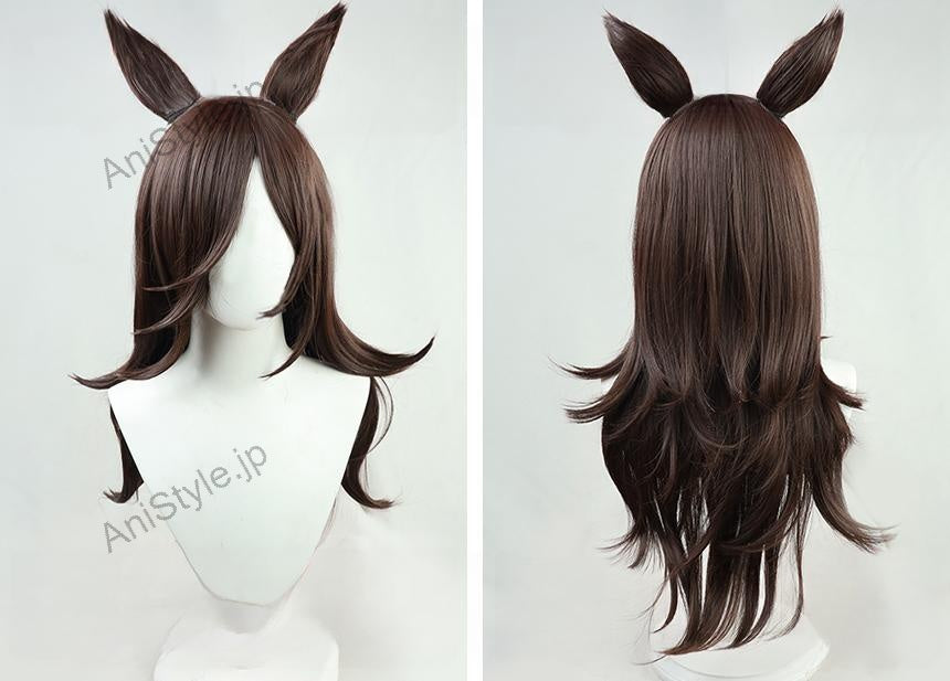 ウマ娘 プリティーダービー ライスシャワー コスプレウィッグ 耳付き