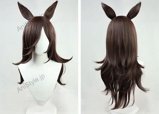 ウマ娘 プリティーダービー ライスシャワー コスプレウィッグ 耳付き