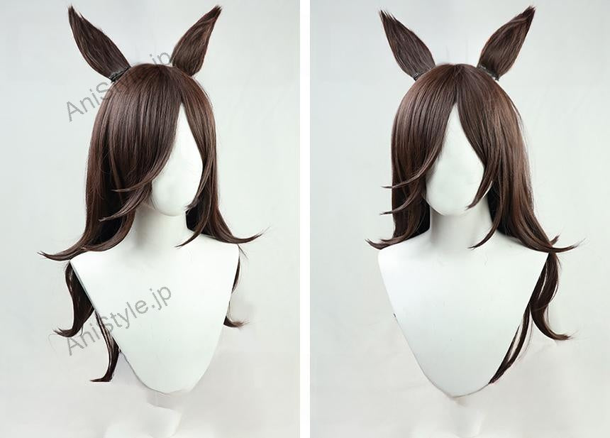 ウマ娘 プリティーダービー ライスシャワー コスプレウィッグ 耳付き