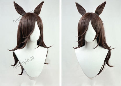 ウマ娘 プリティーダービー ライスシャワー コスプレウィッグ 耳付き