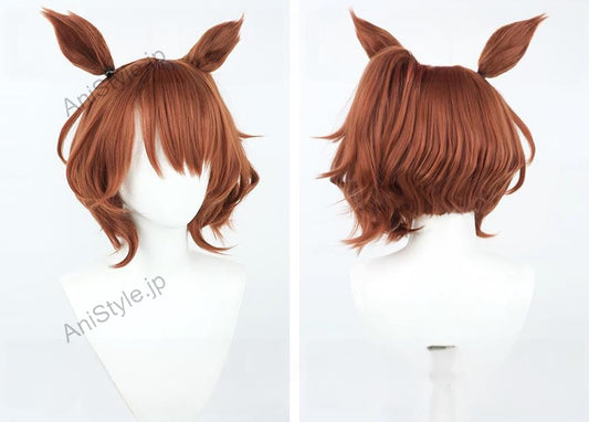 ウマ娘プリティーダービー アストンマーチャン コスプレウィッグ 耳付き