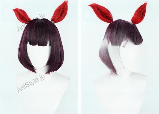 ウマ娘プリティーダービー ニシノフラワー コスプレウィッグ 耳付き