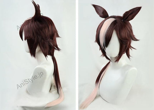 ウマ娘 プリティーダービー ウオッカ コスプレウィッグ 耳付き