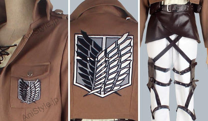 進撃の巨人　調査兵団　エレン・イェーガー　団服　刺繍黒版　コスプレ衣装